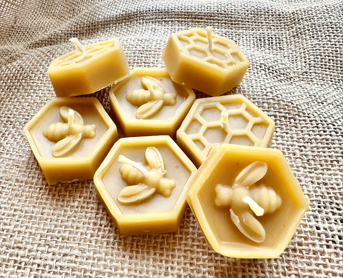 Six Pure Beeswax Hexagon Tealight Set